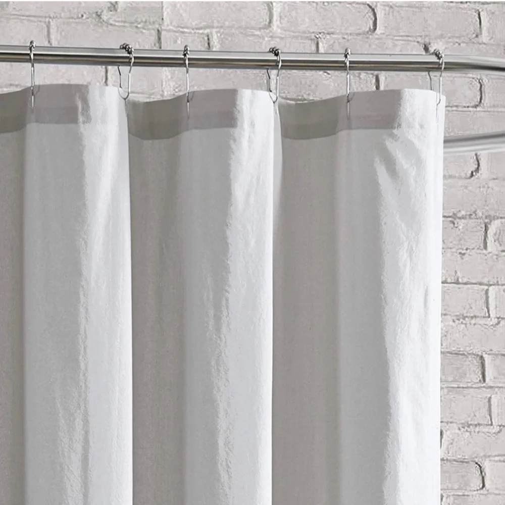 100% Cotton Fabric Shower Curtain 72L x 72W Grey Chenille Rose NWT